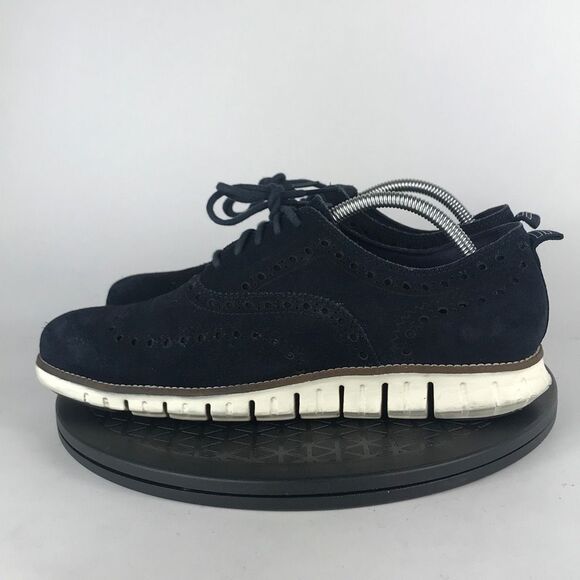 Cole Haan ZeroGrand Wingtip Oxford Blue Suede Dress Shoes C24527 Men’s Size 9 - Picture 8 of 12